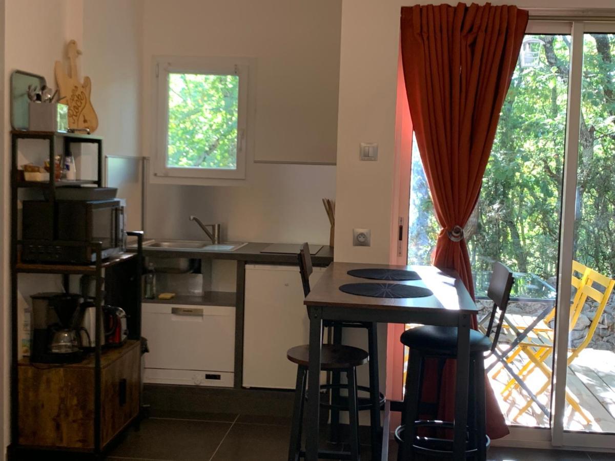 Le Mazet, Studio Avec Terrasse Et Acces Piscine Saint Alban Auriolles ภายนอก รูปภาพ