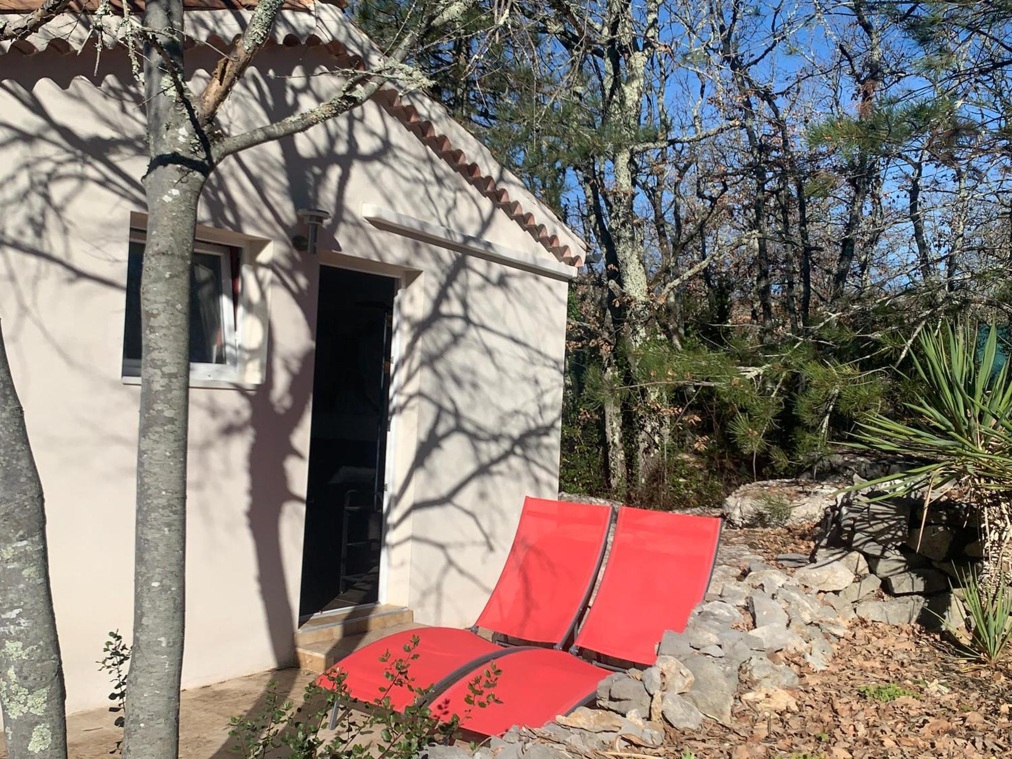Le Mazet, Studio Avec Terrasse Et Acces Piscine Saint Alban Auriolles ภายนอก รูปภาพ